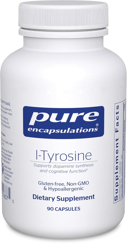 Pure Encapsulations L-Tyrosine - Amino Acid Supplement - for Brain Support, Dopamine & Thyroid Function* - Vegan & Non-GMO - 90 Capsules