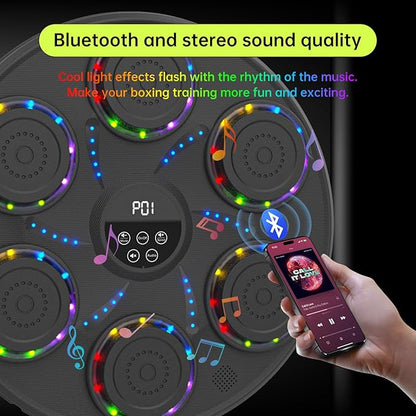 Music Boxing Machine Smart Bluetooth Boxing Equipment for Adults and Kids Home Gym Workout Exercise（2 Pairs of Gloves）