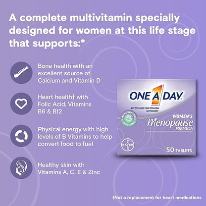 One A Day Women's Menopause Multivitamin with Vitamin A, Vitamin C, Vitamin D, Vitamin E and Zinc for Immune Health Support, Tablet