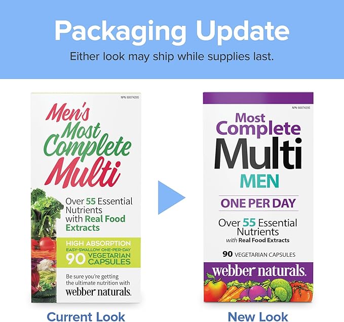 Webber Naturals Men's Most Complete Multi, 90 Vegetarian Capsules