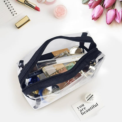 Aosbos 3-Pack Mesh Cosmetic Bag Set - Travel/On-The-Go Makeup Storage, Zipper Closure Small Pouch