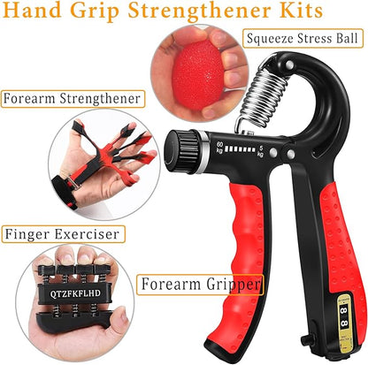Grip Strength Trainer with Forearm Strengthener Recover(5 PCS)