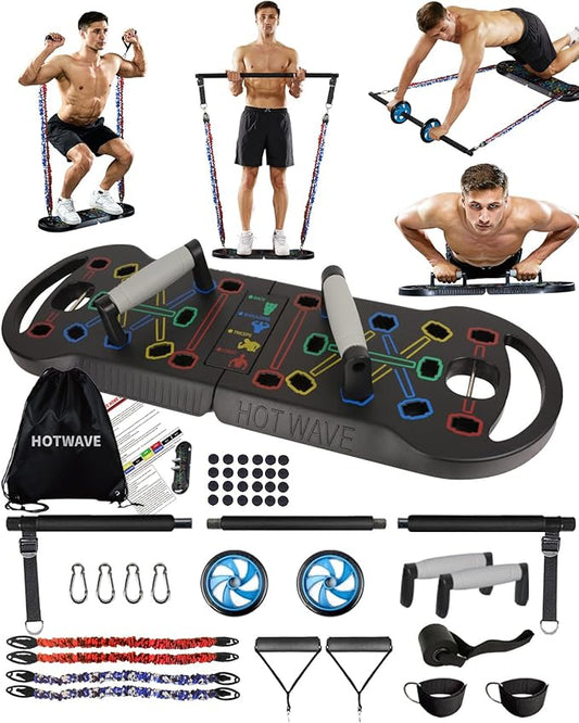 HOTWAVE Portable Exercise Equipment with 16 Gym Accessories.20 1 Push