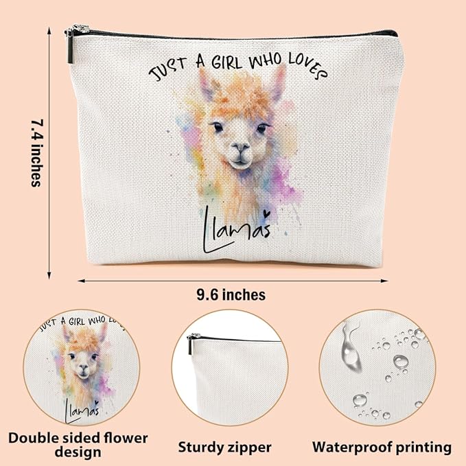 Llama Gifts Makeup Bag, Llama Lovers Cosmetic Bag Travel Organizer Bags Makeup Pouch, Christmas Birthday Animal Lovers Gifts for Women Girls Friends Daughter