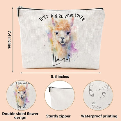 Llama Gifts Makeup Bag, Llama Lovers Cosmetic Bag Travel Organizer Bags Makeup Pouch, Christmas Birthday Animal Lovers Gifts for Women Girls Friends Daughter