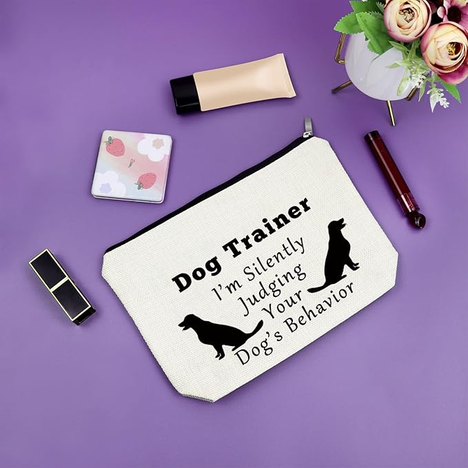 Sazuwu Dog Trainer Appreciation Makeup Bag - Thank You Gift for Dog Lovers, Coaches, Friends - Cosmetic Travel Pouch for Birthday, Christmas