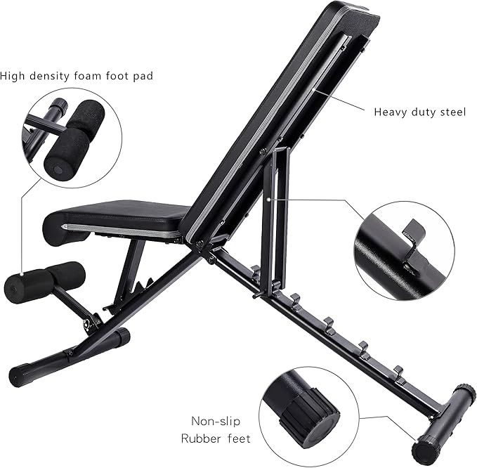 Letusto Adjustable Weight Bench Heavy Duty Incline Decline 1100 lb