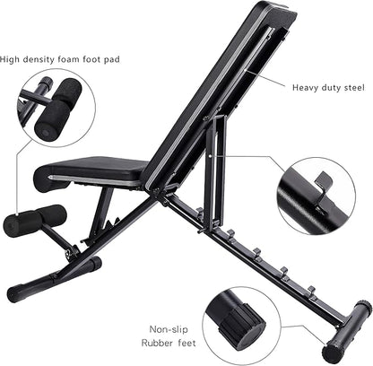 Letusto Adjustable Weight Bench Heavy Duty Incline Decline 1100 lb