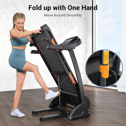 THERUN Incline Treadmill for Running and Walking, 300 lbs Weight Capacity Folding Treadmill with 0-15% Auto Incline, Wide Belt, 3.5HP, App, Heart Rate