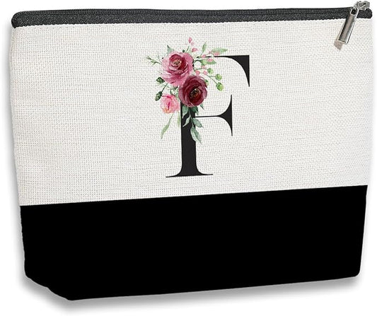 Initial Makeup Bag, Personalized Gifts for Women, Personalized Makeup Bag, Bridesmaid Gifts, Cosmetic bags for Women (Letter F)