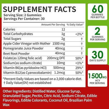 Keto ACV Gummies Keto Gummies Advanced Formula ACV Keto Gummies with B12 Pomegranate Beet Juice-59 Gummies