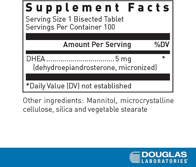 Douglas Laboratories DHEA 5 mg Dissolvable Tablets - Supports Hormone Balance, Immunity, Brain, Bone Health & Metabolism* - Non-GMO - 100 Tablets