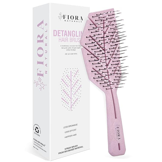 Fiora Naturals Hair Detangling Brush -100% Bio-Friendly Detangler hair brush w/Ultra-soft Bristles- Glide Through Tangles with Ease - For Curly, Fine, Women, Men, Kids, Toddlers, Wet and Dry Hair