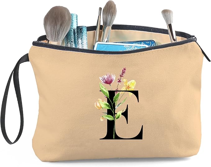 SEAMOON Women Birthday Unique Bride to be Bridal Shower Initial Gifts for Mom Sister Friend Her Teacher Aunt Makeup Cosmetic Bag with Mirror Mothers Day Christmas Graduation E