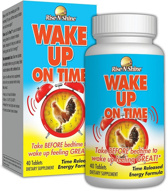 Wake Up On Time Energy Supplement to Help Boost Your Mornings with Alertness & Focus for a Productive Day with Natural Caffeine & More - 40 Tablets