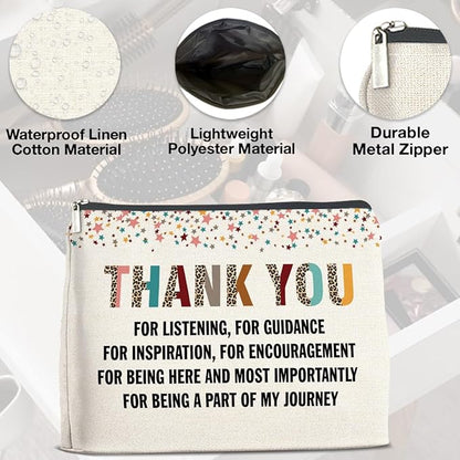 Thank You Gifts for Women Makeup Bag, Appreciation Gifts for Boss Coworkers Teacher Friends, Thank You for Being Part of My Journey Cosmetic Bag Zipper Makeup Pouch