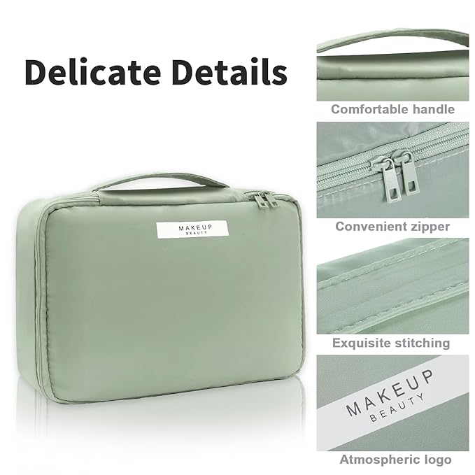 Travel Makeup Bag Cosmetic Bag Makeup Bag Toiletry bag for women and men (Green-3pcs)