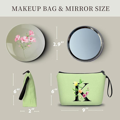 SEAMOON Birthday Thank You Appreciation Monogrammed Gifts for Mom Aunt Teacher Sister Friend Coworkers Bride Bridesmaid Makeup Cosmetic Bag with Mirror Mothers Day Christmas Graduation K