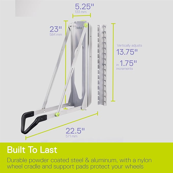 Pivot Bike Storage Rack by Delta Cycle - Bike Rack Garage Wall Mount Swivels to Save Space - No Lifting Required Vertical Bike Rack - Indoor Bike Storage Wall Hanger Holds Up to 100 lbs