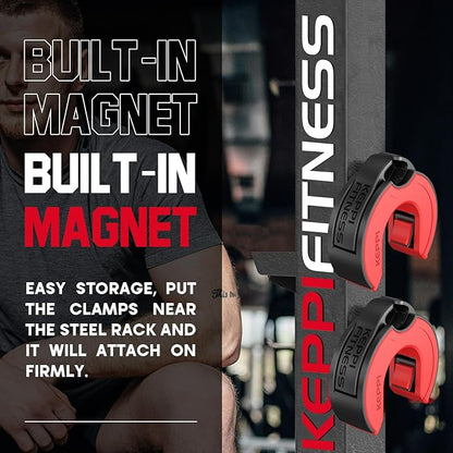 Barbell Clips, C-Shape Barbell Clamps for Weight Lifting Bar, Fast Lock/Removal Weight Clips Barbell Collars 2 Inch Olympic Gym Equipment