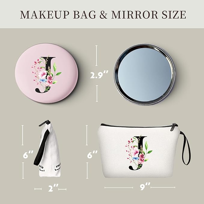 Birthday Friendship Womens Bridesmaid Proposal Coolest Gifts for Sister Teacher Coworkers Bride Personalized Travel Makeup Cosmetic Bag with Mirror Valentines Mothers Day Christmas Graduation J