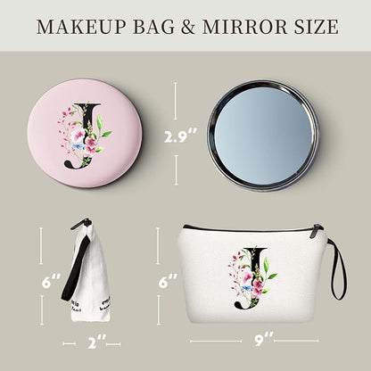 Birthday Friendship Womens Bridesmaid Proposal Coolest Gifts for Sister Teacher Coworkers Bride Personalized Travel Makeup Cosmetic Bag with Mirror Valentines Mothers Day Christmas Graduation J