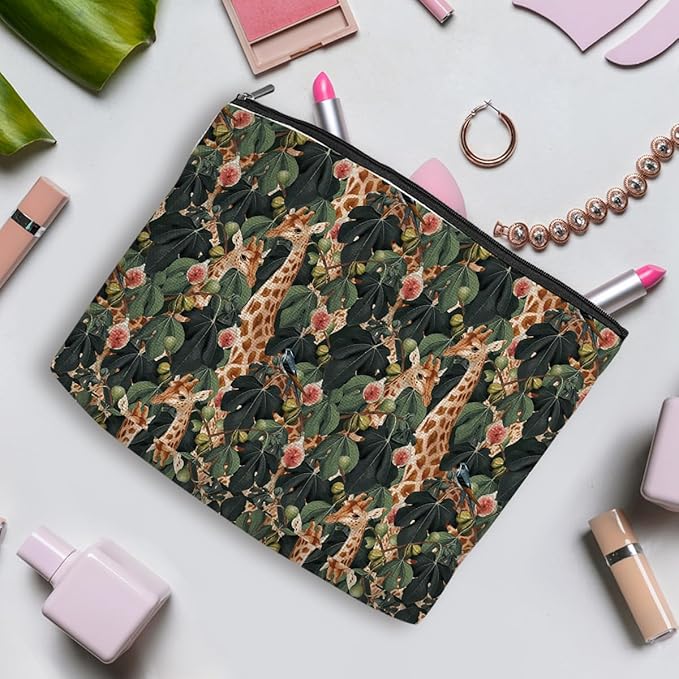 3pcs Cosmetic Bags for Women Makeup Bag, Bachelorette Party Favors Christmas Birthday Friendship Gifts for Women Girls Bestie Travel Toiletry Bag Skin Care Bag, Vintage Forest Giraffe Sheep Tiger