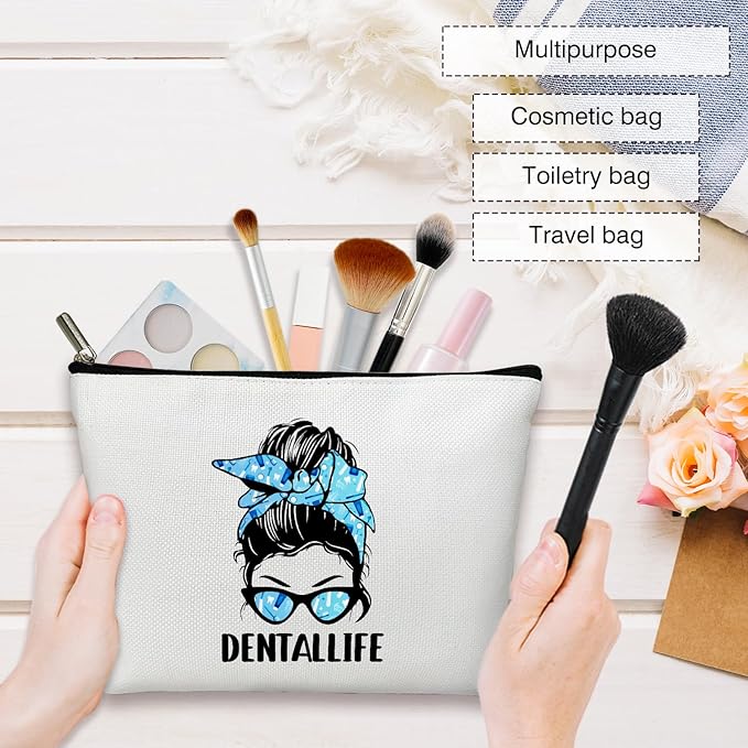 Makeup Bag - Dental Life, Gift for Her, Women, Dentists, Dental Hygienist Student, Dental Assistant, Multifunction Makeup Bag Purse, Toiletry Makeup Bag Pouch Travel Accessories -11
