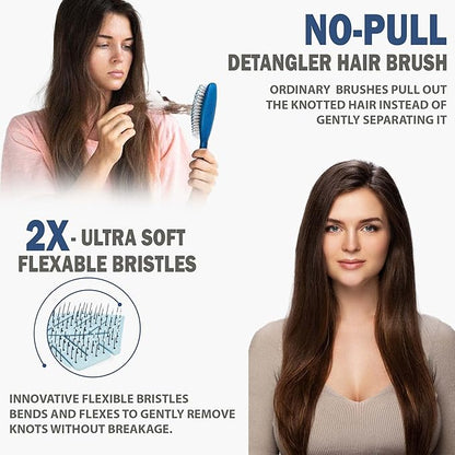 Fiora Naturals Hair Detangling Brush -100% Bio-Friendly Detangler hair brush w/Ultra-soft Bristles- Glide Through Tangles with Ease - For Curly, Fine, Women, Men, Kids, Toddlers, Wet and Dry Hair