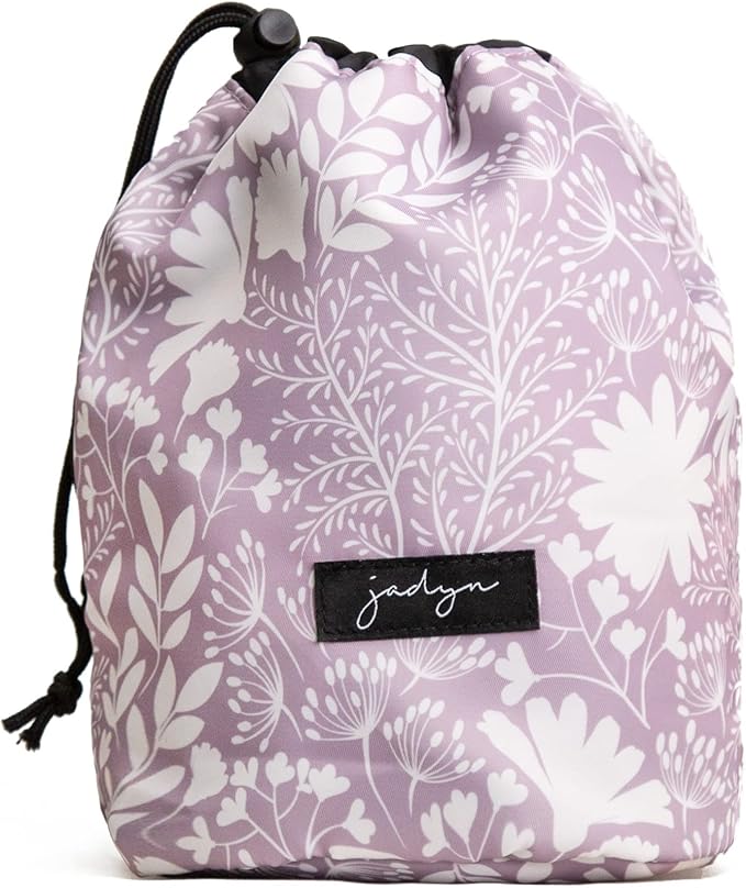 Jadyn Durable Cinch Top Makeup Organizer - Compact Travel Makeup Bag - 7 Interior Pockets for Cosmetics - Drawstring Toiletry Travel Bag for Women - 6L Storage Capacity - (Dusty Lavender)
