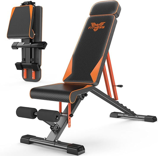 naspaluro Adjustable Weight Bench for Home Gym Foldable 880LB Incline 3-Sec Folding