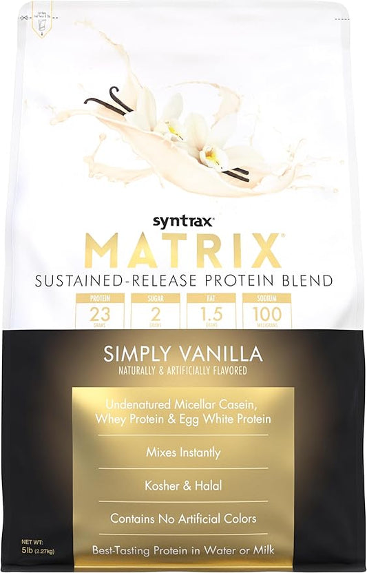 Syntrax Nutrition Matrix Sustained-Release Protein Blend Simply Vanilla 5 lbs.