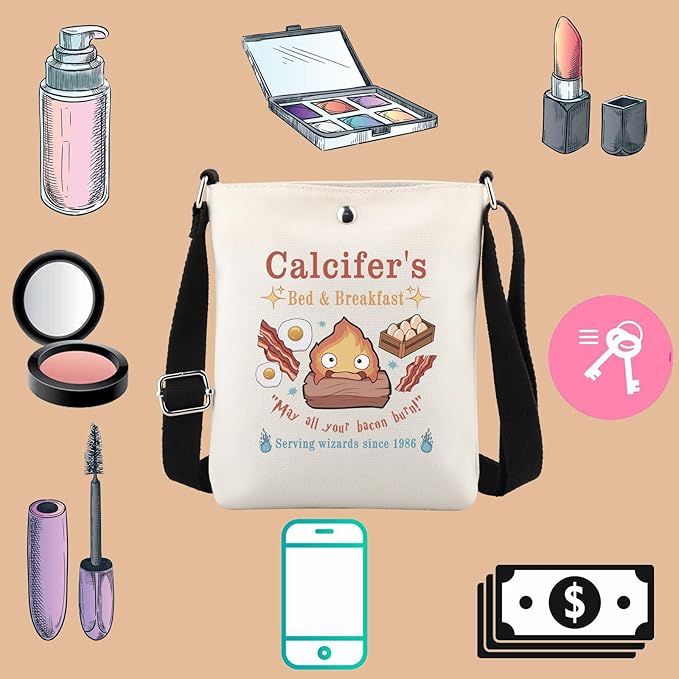 TSOTMO Calcifer's Bed & Breakfast Crossbody Bag Anime Lover Gift for Women Mother Best Friend (Calcifer's CR)