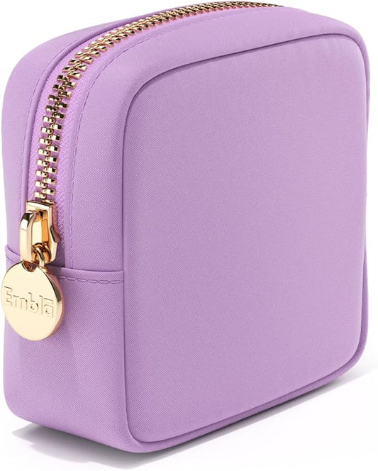 Embla Makeup Bag Travel Cosmetics Pouch and Toiletry Bag, Nylon Zipper Pouch Purse, Cute Make Up Organizer Storage Tote for Women Girls, Waterproof Travel Skincare Case, Small Makeup Bags, Plum