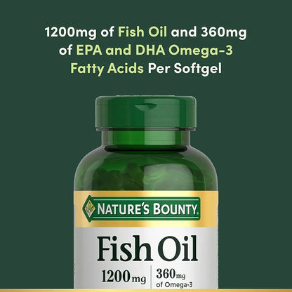Nature's Bounty Fish Oil Omega 3 Supplements - Supports Heart Health, 1200 Mg Fish Oil, Omega-3, 200 Softgels