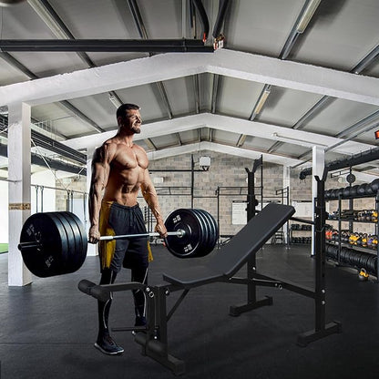 Weight Bench, Bench Press Set with Squat Rack