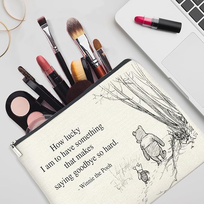 YeleY Pooh Bear Gifts for Women Girls, Leaving Gift for Women Girls Friends Sisters, Classic Pooh Bear Makeup Bag Cosmetic Bag Purse