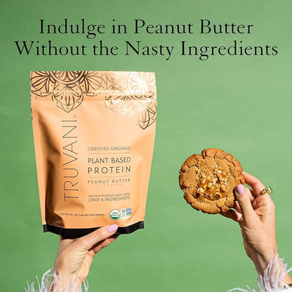 Truvani Vegan Pea Protein Powder | Peanut Butter | 20g Organic Plant Based Protein | 20 Servings | Keto | Gluten & Dairy Free | Low Carb | No Added Sugar