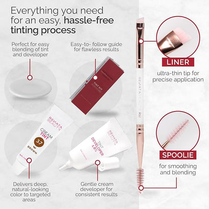 RB RENATA BEAUTY Tint Kit – Cream Hair Dye Kit with Developer and Application Brush for Spot Coloring - Covers Gray Hairs, Smudge-Proof, Long-Lasting Up to 4 Weeks, 20 Applications [Brown]