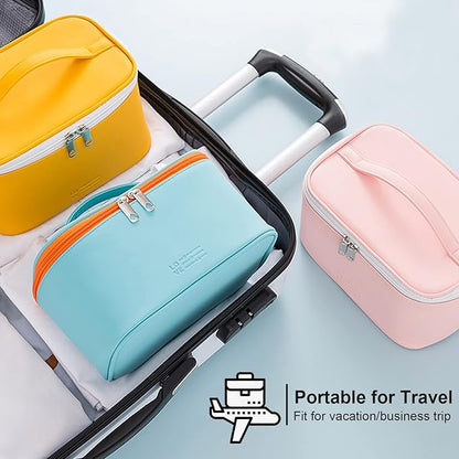 KITENROM Portable Makeup Bag Cosmetic Bags for Women Medium Pouch Case Purse Make Up Organization Waterproof(Yellow)