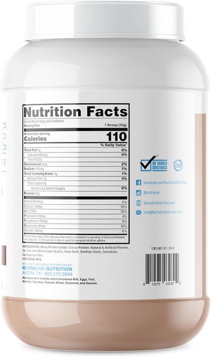 NutraOne IsolateOne Whey Isolate Protein Powder 100% Pure Whey Isolate Powder (Gourmet Chocolate - 2 lbs)