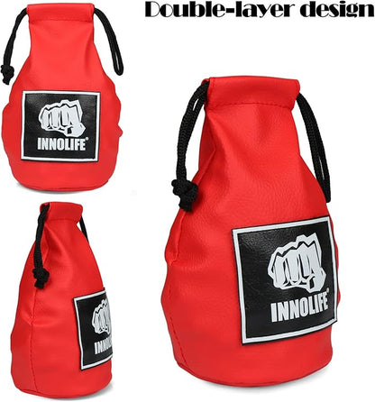 INNOLIFE Boxing Slip Bag, Dodge Hide Speed Bag Maize Ball Leather Ball for Reflex Training, Boxing, Kickboxing, MMA Pendulum Training, Red