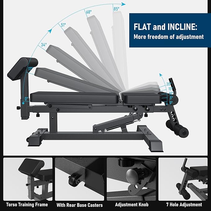 YouTen Adjustable Weight Bench 1500LBS Heavy Duty Commercial 3 Way 2023 New