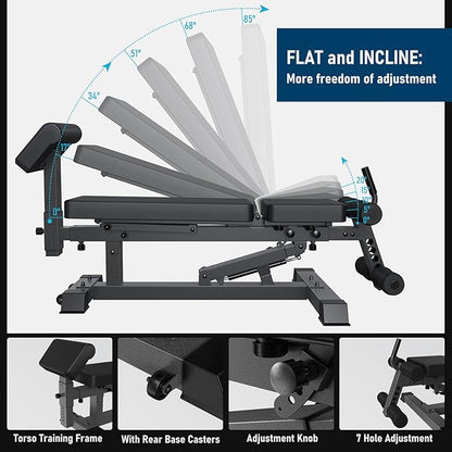 YouTen Adjustable Weight Bench 1500LBS Heavy Duty Commercial 3 Way 2023 New
