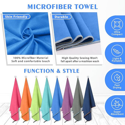 HOEAAS 2 Pack Microfiber Camping Towels