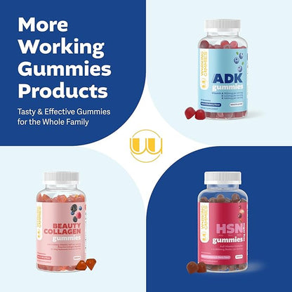 Vitamins ADK Gummies - Vitamin A D3 K2 Supplement - A 3000 iu, D3 5000 iu, K2 500mcg for Immune, Joint, Bone, Heart, Vision Health - Kids, Adults, Women - 60 Count Blueberry Flavor