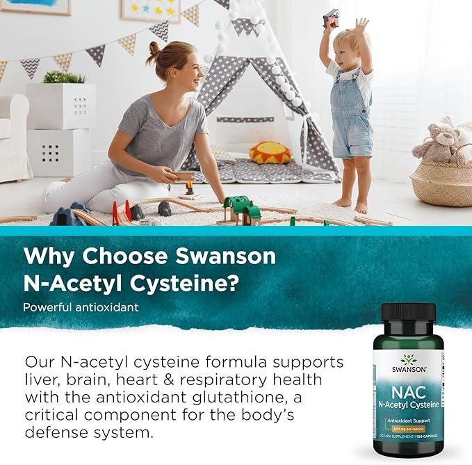 Swanson Premium Brand NAC N-Acetyl Cysteine - 600 mg, 100 Capsules - Antioxidant and Cellular Health Support Supplement