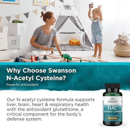 Swanson Premium Brand NAC N-Acetyl Cysteine - 600 mg, 100 Capsules - Antioxidant and Cellular Health Support Supplement