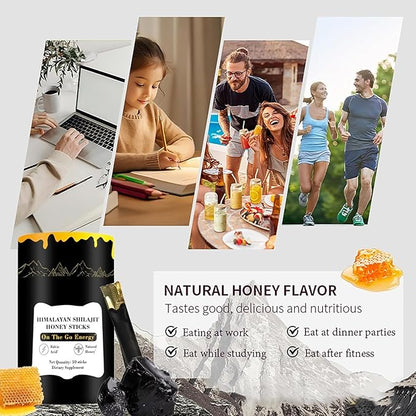 Shilajit Honey Sticks, 30 Sticks - Pure Himalayan Resin, With Organic Honey, Saffron, High Potency Herbal Blend for Energy Boost & Immune Support, for Men & Women