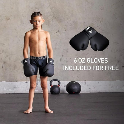 Elite Sports Kids Boxing Punching Bag Set - 2.5ft Heavy Boxing Bag, 6oz Gloves, Reflex Ball & Phone Case – Youth Boxing, MMA, Home Gym & Martial Arts Training Equipment (Unfilled)